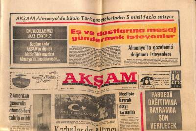 Akşam Gazetesi 14 Şubat 1969 - Mecliste Bayrak Olayı Tartışıldı - 2 Amerikalı Generalin Otomobilleri Tahrip Edildi GZ92285 - 1