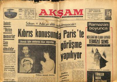 Akşam Gazetesi 15 Aralık 1966 - Kıbrıs Konusunda Pariste Görüşme Yapılıyor GZ92935 - 1