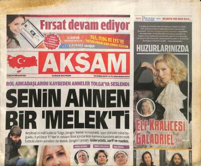 Akşam Gazetesi 15 Aralık 2013 - Tolga Zengin Melekini Kaybetti GZ107600 - 1