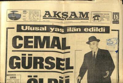 Akşam Gazetesi 15 Eylül 1966 - Cemal Gürsel Öldü,Ulusal Yas İlan Edildi GZ97619 - 1
