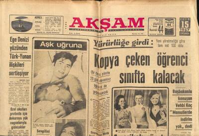 Akşam Gazetesi 15 Kasım 1967 - Ege Denizi Yüzünden Türk-Yunan İlişkileri Sertleşiyor GZ87905 - 1