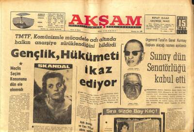 Akşam Gazetesi - 15 Mart 1966 - Altemur Kılıç İçin Soruşturma Açıldı GZ99902 - 1