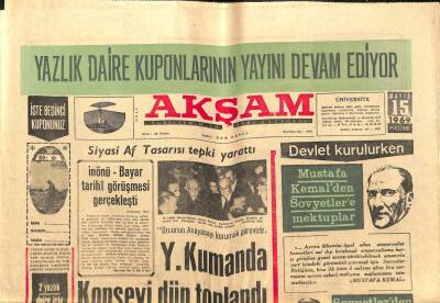 Akşam Gazetesi - 15 Mayıs 1969 - Mustafa Kemalden Sovyetlere Mektuplar GZ99875 - 1