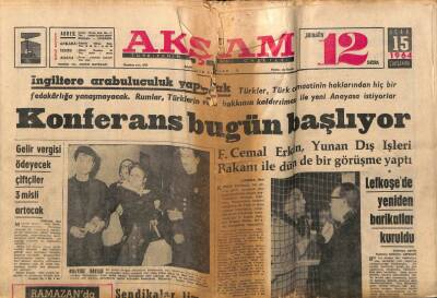 Akşam Gazetesi 15 Ocak 1964 - Cüneyt Gökçer , Ayten Kaçmaz İle Nişanlandı - Lefkoşede Yeniden Barikatlar Kuruldu GZ92444 - 1