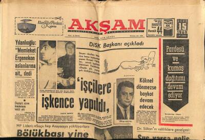 Akşam Gazetesi 15 Ocak 1969 - Bölükbaşı Yine İktidarı Suçladı GZ60520 - 2