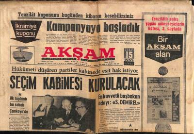 Akşam Gazetesi 15 Şubat 1965 - Egede Tütün Ekicileri Paniğe Kapıldı GZ87871 - 1