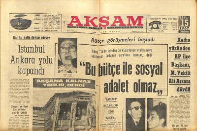 Akşam Gazetesi 15 Şubat 1967 - Kadın Yüzünden AP İlçe Başkanı,M. Vekili Ali Arsanı Dövdü GZ102727 - 1