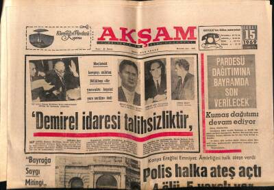 Akşam Gazetesi 15 Şubat 1969 - MP Ve TİP Sözcüleri Meclis Başkanını Yerdi GZ92321 - 1