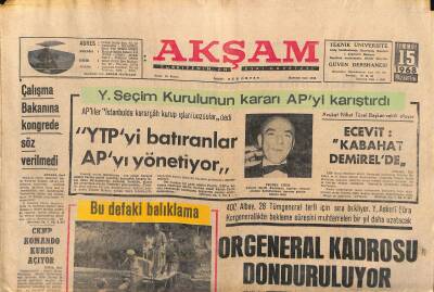 Akşam Gazetesi 15 Temmuz 1968 - THYnin Dev Uçağı İlk Seferini Yaptı GZ119227 - 1