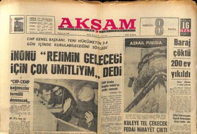 Akşam Gazetesi 16 Aralık 1963 - İstanbulda 319 Binaya Bir İtfaiyeci Düşüyor GZ87804 - 1
