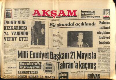 Akşam Gazetesi 16 Aralık 1964 - İnönünün Kız Kardeşi 74 Yaşında Vefat Etti GZ60514 - 2