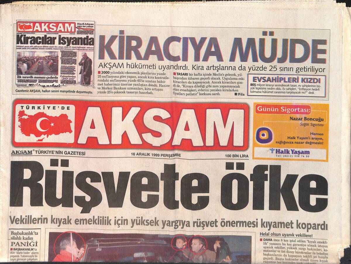 Akşam Gazetesi 16 Aralık 1999 - Ebru Gündeş İkinci Hayat - Kaya'nın Deprem Korkusu Hülya'yı Yalnız Bıraktı - Seren Serengil Ekranda Açıkladı GZ2881 - 1