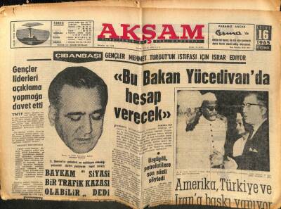 Akşam Gazetesi 16 Eylül 1965 - Hasan Işık Pakistan Bizden Destek Görecek dedi GZ92986 - 1