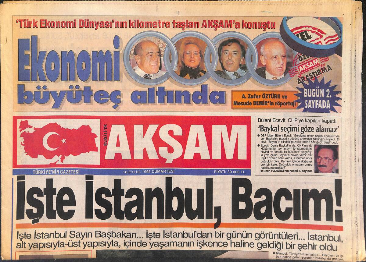 Akşam Gazetesi 16 Eylül 1995 - Halk-Belediye Çatışmasını Jandarma Önledi GZ148024 - 1