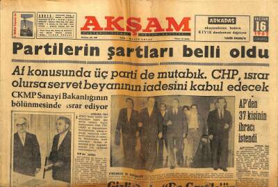 Akşam Gazetesi - 16 Haziran 1962 - Partilerin Şartları Belli Oldu GZ99633 - 1