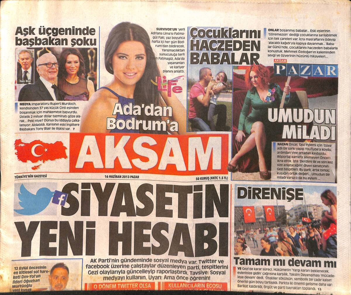Akşam Gazetesi 16 Haziran 2013 - Galatasaray 23 Yıl Sonra Potada Kupayı Kucakladı - James Bond Antalya'da Tatil Yapıyor GZ154897 - 1