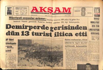 Akşam Gazetesi 16 Kasım 1963 - Demirperde Gerisinden Dün 13 Turist İltica Etti GZ87914 - 1