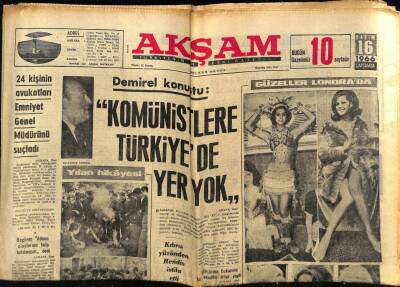 Akşam Gazetesi 16 Kasım 1966 - Kıbrıs Yüzünden Rendis İstifa Etti GZ60556 - 2