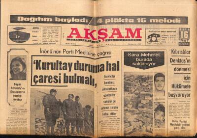 Akşam Gazetesi 16 Mart 1967 - Demirel , General Kokartlı Şapkası İle Tatbikatı İzledi GZ92278 - 1