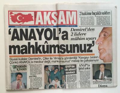 Akşam Gazetesi 16 Mayıs 1996 - Demirelden 2 Lidere Mühim Uyarılar GZ6587 - 2