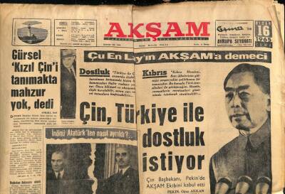 Akşam Gazetesi 16 Nisan 1965 - Çin , Türkiye İle Dostluk İstiyor - Plaza Görevine Devam Edecek GZ92424 - 1