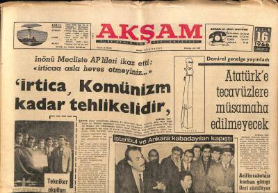 Akşam Gazetesi 16 Nisan 1966 - Demirel Genelge Yayınladı , Atatürke Tecavüzlere Müsamaha Edilmeyecek GZ92313 - 1