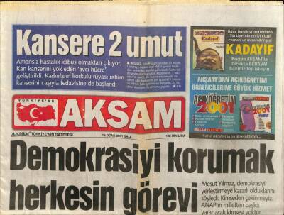 Akşam Gazetesi 16 Ocak 2001 - Bush Göreve Hızlı Başlıyor GZ82605 - 1