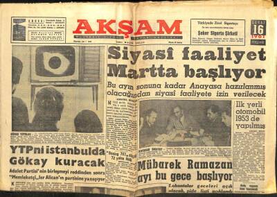 Akşam Gazetesi - 16 Şubat 1961 - Siyasi Faaliyet Martta Başlıyor GZ99770 - 1