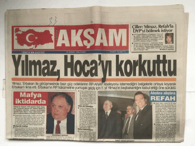 Akşam Gazetesi 16 Şubat 1996 - Vahşete Perde GZ5756 - 2