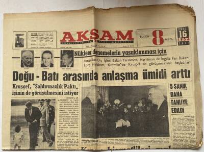 Akşam Gazetesi 16 Temmuz 1963 - On Tonluk Yekpare Mezarda 2 Kafatası Ve Kemikler Bulundu GZ60655 - 2