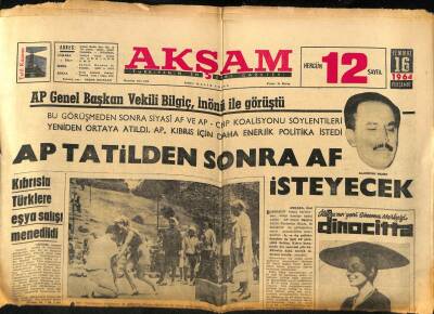 Akşam Gazetesi 16 Temmuz 1964 - İzzet Günay Eşinden Ayrılıyor GZ77200 - 1