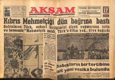 Akşam Gazetesi 17 Ağustos 1960 - 500 Kıbrıslı Türk Adaya Dönmeye Hazır GZ82434 - 1