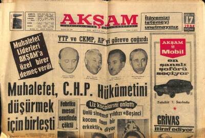 Akşam Gazetesi 17 Aralık 1964 - YTP Ve CKMP , APyi Göreve Çağırdı GZ60515 - 1