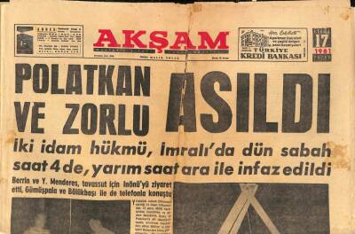 Akşam Gazetesi 17 Eylül 1961 - Polatkan Ve Zorlu Asıldı GZ92977 - 1