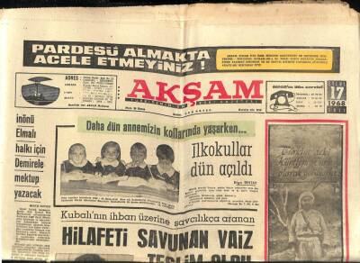 Akşam Gazetesi 17 Eylül 1968 - İstanbul Ve Ankarada Öğrenci Olayları Artıyor GZ82308 - 1