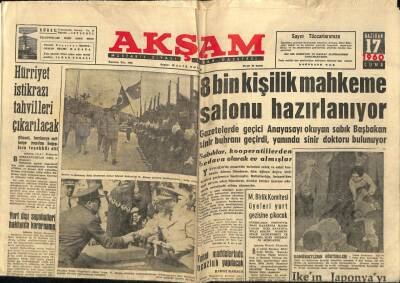 Akşam Gazetesi 17 Haziran 1960 - 8 Bin Kişilik Mahkeme Salonu Hazırlanıyor GZ92502 - 1