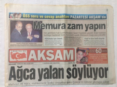 Akşam Gazetesi 17 Haziran 2000 - Nefise Karatay İle Büyük Aşk Yaşayan Mehmet Ali Erbil, Seline Vuruldu - GZ17503 - 1