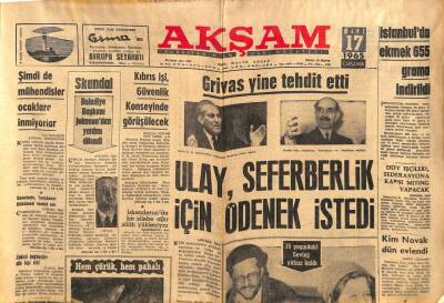 Akşam Gazetesi 17 Mart 1965 - İstanbulda Ekmek 655 Grama İndirildi GZ87710 - 1