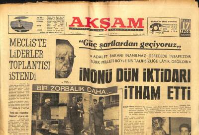 Akşam Gazetesi - 17 Mart 1966 - Barış Gücü Süresi 3 Ay Uzatıldı GZ99901 - 1