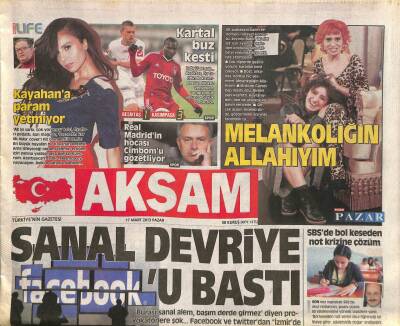 Akşam Gazetesi 17 Mart 2013 - Real Madridin Hocası Cimbomu Gözetliyor - Dünyanın Reklamı Puradan Sorulacak GZ106807 - 1