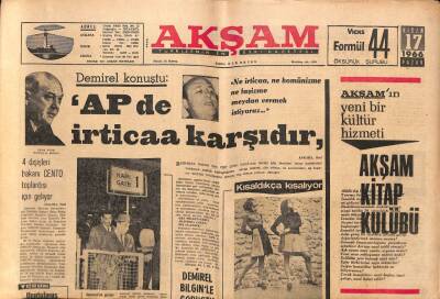 Akşam Gazetesi 17 Nisan 1966 - Orhan Kemal , Kitapda Eserlerini İmzalıyacak - Açık Oturumda CHP Ve TİP Sözcüleri Bağımsız Dış Politika İstedi GZ92312 - 1