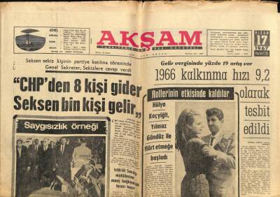 Akşam Gazetesi 17 Nisan 1967 - Hülya Koçyiğit , Yılmaz Gündüz İle Flört Etmeğe Başladı GZ87732 - 1
