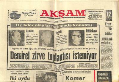 Akşam Gazetesi 17 Ocak 1969 - Demirel Zirve Toplantısı İstemiyor - Diyarbakır Tıp Fakültesi Bugün Açılıyor GZ92396 - 1
