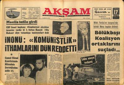 Akşam Gazetesi 17 Temmuz 1965 - Bölükbaşı Koalisyon Ortaklarını Suçladı... - Bartu Lazioda Kaldı GZ121205 - 1
