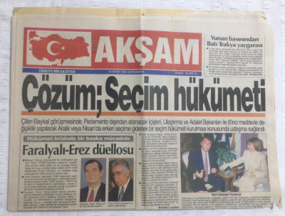 Akşam Gazetesi 18 Ekim 1995 - Çözüm Seçim Hükümeti,Memur Ek Zam İçin İş Durdurdu - GZ17685 - 2