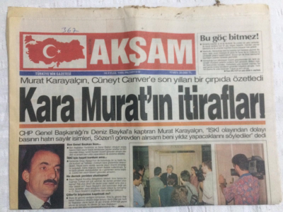 Akşam Gazetesi 18 Eylül 1995 - Kara Muratın İtirafları,Avşar Kızı Steple Haciz Sitresi Attı - GZ19583 - 1