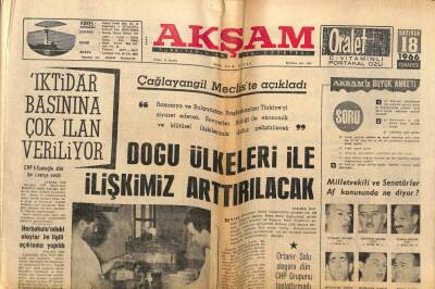 Akşam Gazetesi 18 Haziran 1966 - Doğu Ülkeleri İle İlişkimiz Arttırılacak GZ82408 - 1