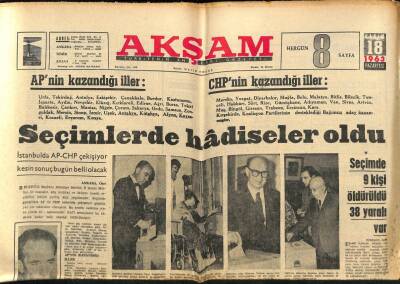 Akşam Gazetesi 18 Kasım 1963 - 3 Dünya Şampiyonu Kadıköy Meydanında Silahla Döğüştü GZ87873 - 1