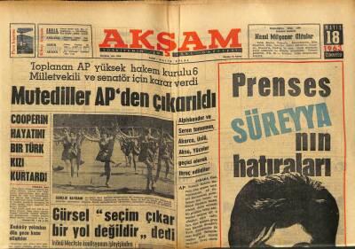 Akşam Gazetesi 18 Mayıs 1963 - Cooperin Hayatını Bir Türk Kızı Kurtardı GZ77274 - 1
