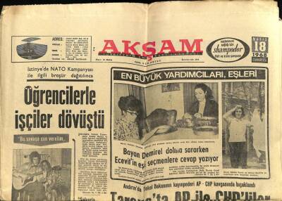 Akşam Gazetesi 18 Mayıs 1968 - Bayan Demirel Dolma Sararken Ecevitin Eşi Seçmenlere Cevap Yazıyor GZ60399 - 1